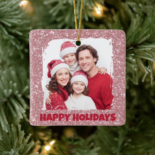 Modern Pink Glitter Photo | Christmas Ornament (Tree)