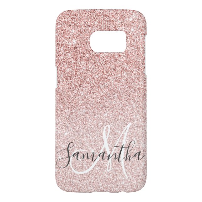 Modern Pink Glitter Sparkles Personalised Name Case-Mate Samsung Galaxy Case (Back)