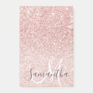 Modern Pink Glitter Sparkles Personalised Name Post-it Notes