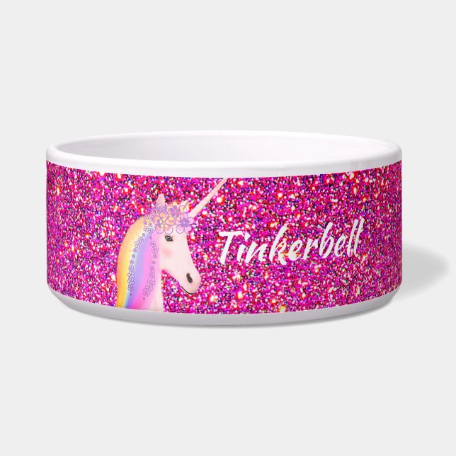 Modern Pink Glitter Unicorn Personalised Dog (Front)