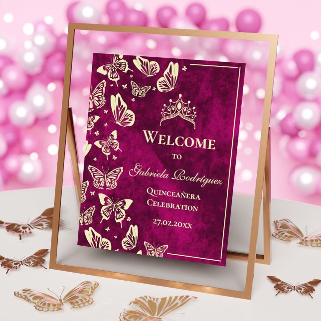 Modern Pink Gold 15th Birthday Quinceañera Welcome Poster (Modern Pink Gold 15th Birthday Quinceañera Welcome Poster)
