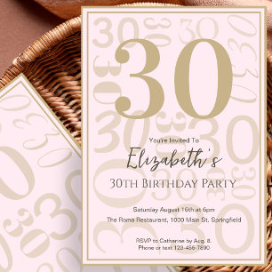 Modern Pink Gold 30th Birthday Invitation For Her