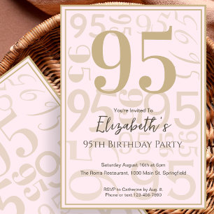 Modern Pink Gold 95th Birthday Invitation For Her