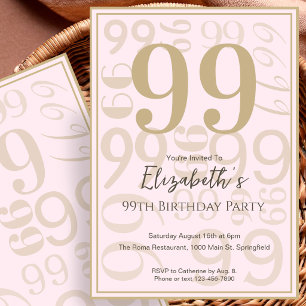 Modern Pink Gold 99th Birthday Invitation