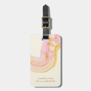 Modern Pink Gold Abstract Personalised Girls Trip Luggage Tag
