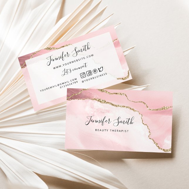 Modern pink gold Agate Beauty Business Card (Creator Uploaded)