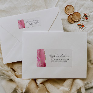 Modern Pink Gold Agate Wedding Return Address