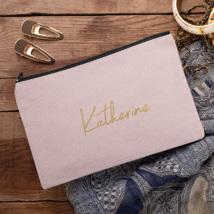 Modern Pink & Gold Cosmetic Accessory Pouch