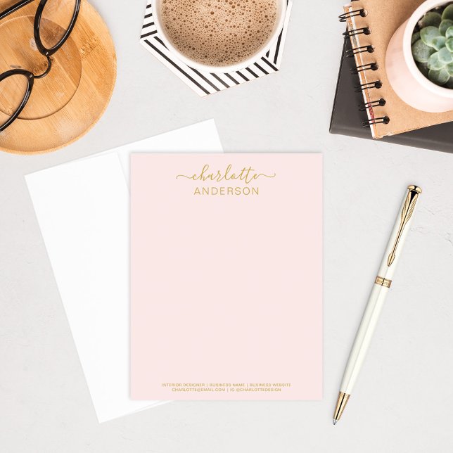 Modern Pink Gold Custom Calligraphy Name Business Card (Creator Uploaded)