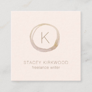 Modern Pink Gold Faux Glitter Monogram Circle Logo Square Business Card