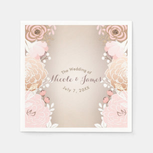 Modern Pink & Gold Floral Bridal Shower Any Event Napkin
