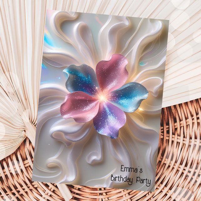 Modern pink gold flower birthday invitation (Creator Uploaded)