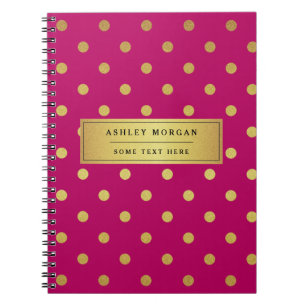 Modern Pink Gold Glitter Polka Dots Notebook