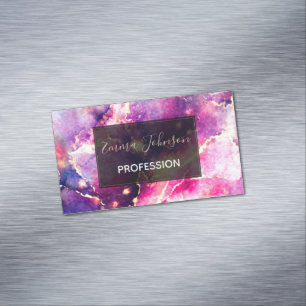 Modern Pink Gold Liquid Art Abstract Magnetic Business Card
