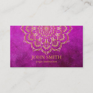 Modern Pink & Gold Mandala Lotus Yoga Instructor Business Card