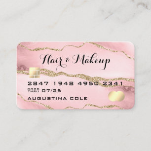 Modern Pink Gold Marble Agate Faux Credit Card