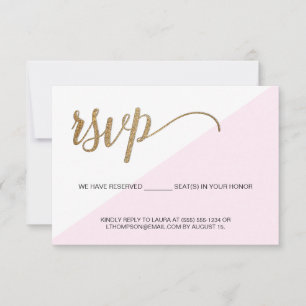Modern Pink Gold RSVP no mailing Reserved Seat