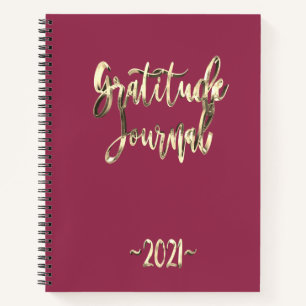 Modern Pink Gold Script Gratitude Journal 2021
