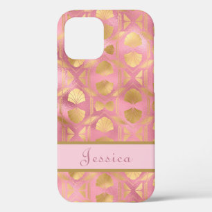 Modern Pink Gold Stylish Girly Botanical iPhone 12 Case