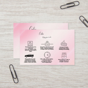 Modern Pink Gold Watercolor Cake Care Business C Card