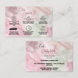 Modern Pink Gold Watercolor Cake Care Business Ca Business Card