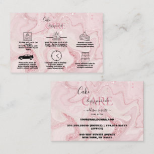Modern Pink Gold Watercolor Cake Care   Business Card