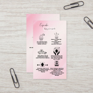 Modern Pink Gold Watercolor Cupcake Care  Business Business Card