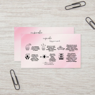 Modern Pink Gold Watercolor Cupcake Care Business  Business Card