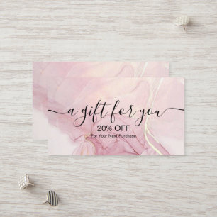 Modern Pink Gold Watercolor Discount Card