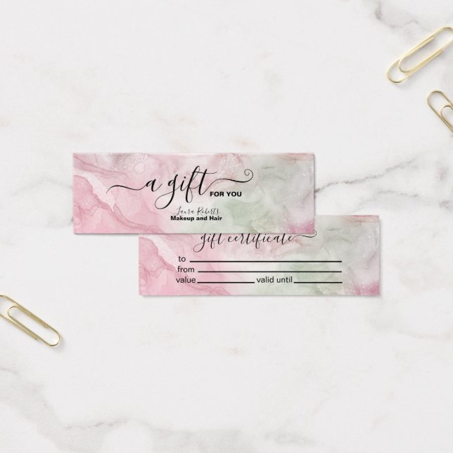 Modern Pink Gold Watercolor Gift Certificate (Office)