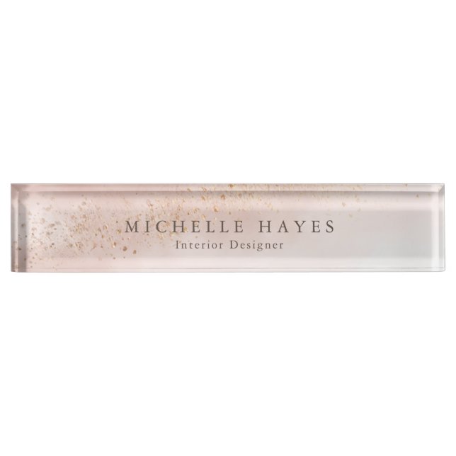 Modern Pink Gold Watercolor Nameplate (Front)