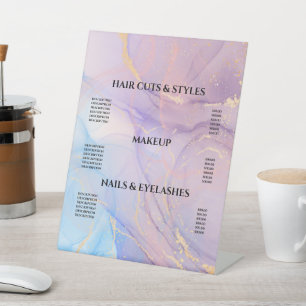 Modern Pink Gold Watercolor Price List Pedestal Si Pedestal Sign