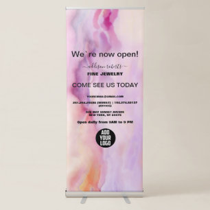 Modern Pink Gold Watercolor Retractable Banner