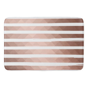 Modern pink gold white stripes chic girl  bath mat