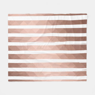 Modern pink gold white stripes chic girl  fleece blanket