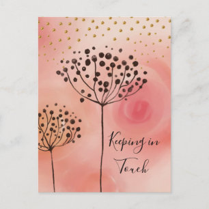 Modern Pink Golden Keeping In Touch Postcard