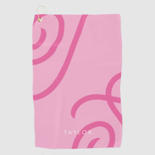 Modern Pink Golf Towel with Custom Name/Initials