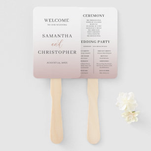 Modern Pink Gradient & Calligraphy Wedding Hand Fan