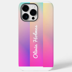 Modern Pink Gradient Colour Block Name Monogram iPhone 14 Pro Max Case