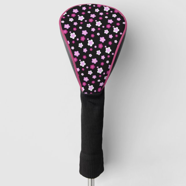 Modern pink gradient flower pattern name golf head cover (Front)