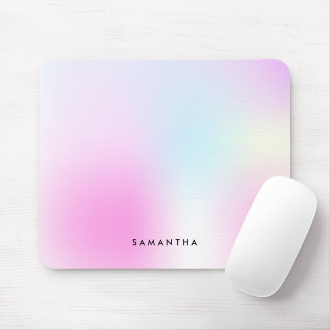 Modern Pink Gradient Monogram Name Mouse Mat (With Mouse)