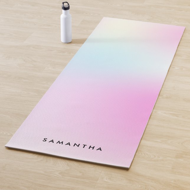 Modern Pink Gradient Monogram Name Yoga Mat (In Situ)
