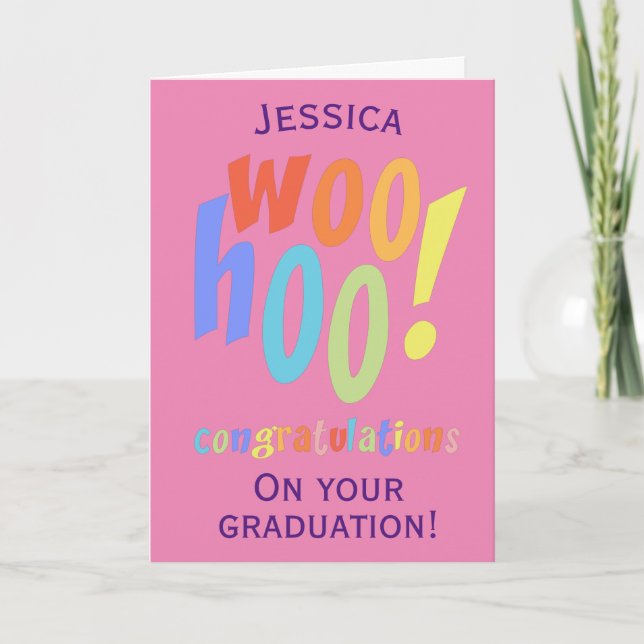 Modern Pink Graduation Congratulations  Card (Front)