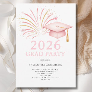Modern Pink Graduation Party Invitation