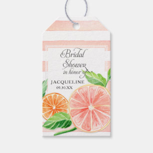Modern Pink Grapefruit Orange Citrus Bridal Shower Gift Tags