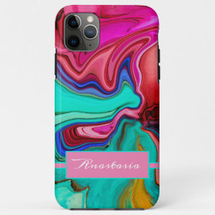 Modern Pink Green Abstract Watercolor iPhone 11 Pro Max Case
