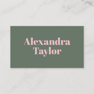 Modern Pink Green Aesthetic Personalised Elegant Business Card