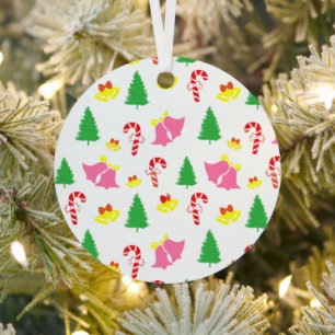 Modern Pink Green Christmas Pattern Metal Tree Decoration