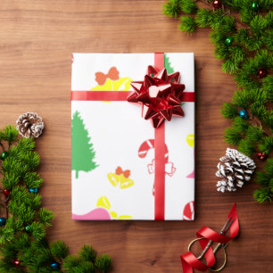 Modern Pink Green Christmas Pattern Wrapping Paper