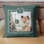 Modern Pink & Green | Family Photo | Initial Cushion<br><div class="desc">Modern Pink & Green | Family Photo | Initial</div>